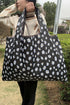 Color black Daisy Floral Printed Lightweight Foldable Large Cloth Bag