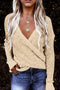 Apricot Wrap V Neck Waffle Sweater