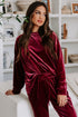 fiery-red-solid-velvet-two-piece-lounge-set
