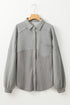 Medium Grey Waffle Knit Patchwork Exposed Seam Loose Shacket