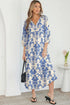 Sky Blue Boho Printed Half Sleeve Maxi Dress