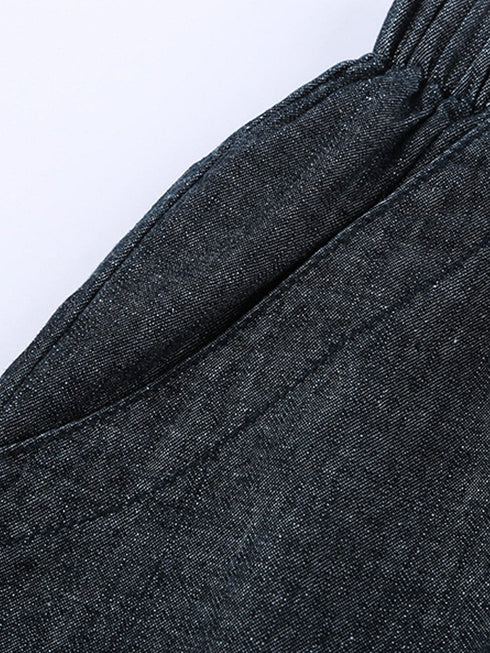 drawstring-high-waist-denim-shorts-with-pockets