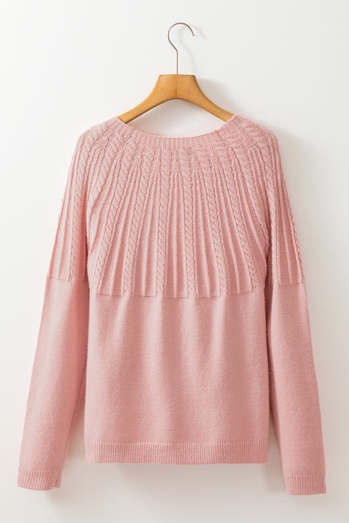 Light Pink Solid Color Textured Detail Button Down Long Sleeve Sweater Cardigan