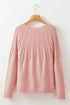Light Pink Solid Color Textured Detail Button Down Long Sleeve Sweater Cardigan