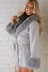 Light Grey Plus Collar Cuff Patchwork Open Front Belted Overcoat