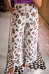 Beige Drawstring Leopard Print Patch Pocket Loose Pants