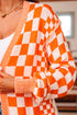 orange checkered cardigan