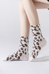 White Leopard Print Polyester Cotton Socks