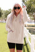 apricot-waffle-knit-buttons-hooded-sweater-with-pocket