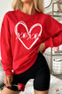 Red xoxo Valentines Heart Sketch Printed Pullover Sweatshirt