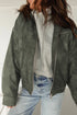 Four Leaf Clover Vintage Faux Leather Button Pleated Cuffs Zip Up Jacket