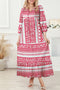 Red Boho Printed Half Sleeve Maxi Dress