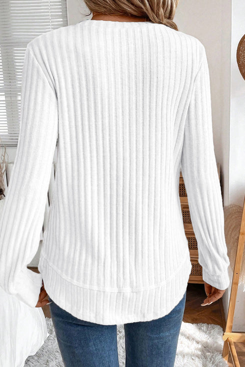white ribbed knit top