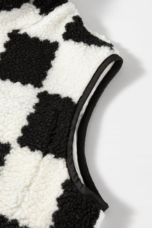 checkered sherpa vest