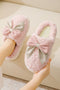 Pink Contrast Bowknot Applique Plush Winter Slippers (Bow Colors May Differ by Batch)