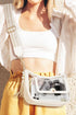 Beige PU Leather Clear PVC Patchwork Single Shoulder Stadium Bag