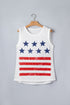 White Vintage Stars and Stripes Printed Casual Tank Top