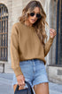 Light French Beige Front Center Seam Drop Shoulder Pullover Solid Sweater