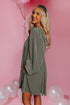 Gray Tie Back Square Neck Velvet Babydoll Dress