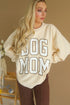Beige Ribbed Texture DOG MOM Letter Print Oversize Sweatshirt