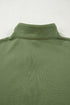 Vineyard Green Contrast Striped Patchwork Zip Collar Pullover Sweatshirt