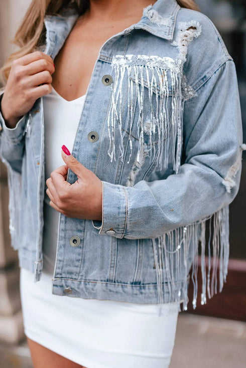sky-blue-sequin-embellished-fringe-distressed-denim-jacket