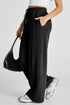 Black Seamed Drawstring High Waist Wide Leg Sweatpants