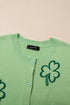 Green Holiday Jacquard Pattern Short Sleeve Cardigan