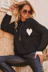 Black Heart Chest Contrast Cuffs Baggy Sweater
