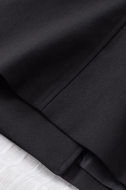 ruched-solid-color-open-front-buttonless-placket-casual-blazer