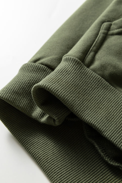 Green Loose Kangaroo Pocket Hoodie