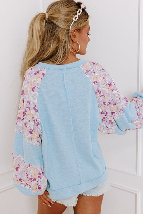 beau-blue-textured-floral-patchwork-balloon-sleeve-blouse