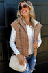 Smoke Gray Color Block Liner Patchwork Snap Button Zip Up Winter Vest