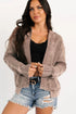 Chestnut Mineral Wash Exposed Seam Patchwork Knit Open Sweater Cardigan