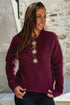 Red Dahlia Solar Button Neck Womens Casual Sweater