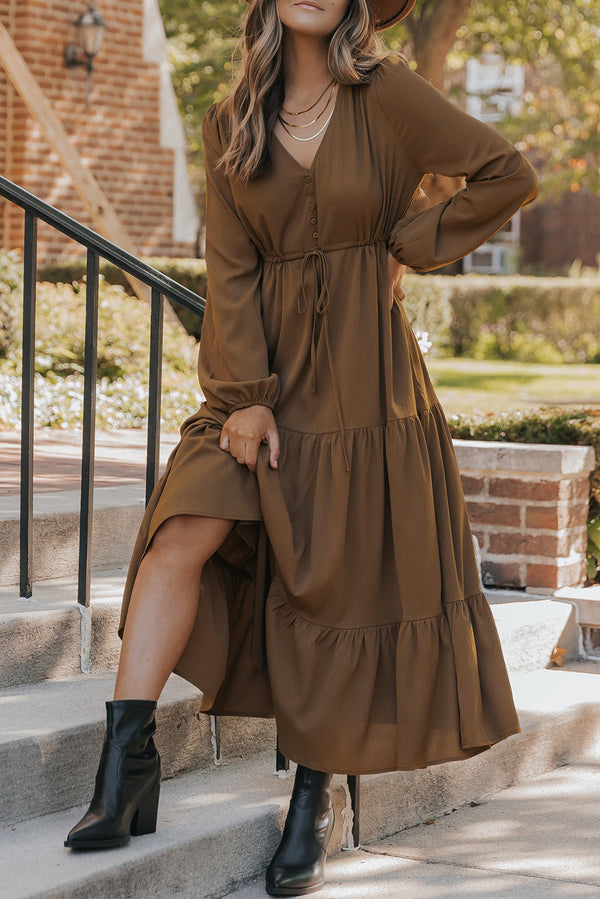 solid long sleeve maxi dress