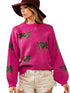 rose-red-fierce-animal-pattern-casual-knitted-sweater