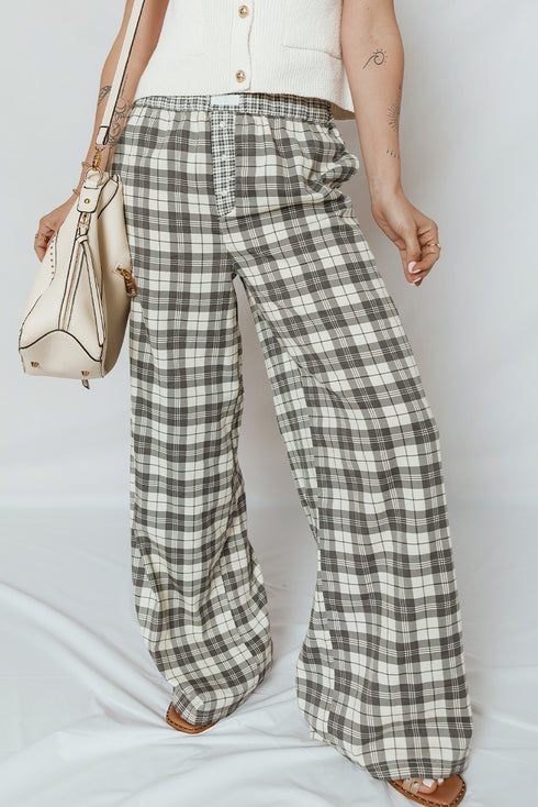 plaid wide leg pants