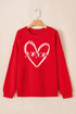 Red xoxo Valentines Heart Sketch Printed Pullover Sweatshirt