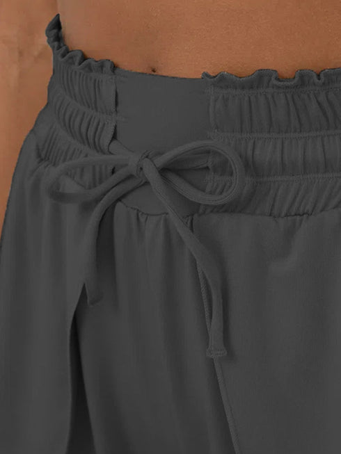 dark-grey-frilly-high-waist-petal-wrap-swim-shorts