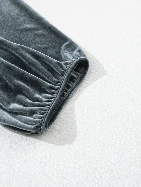 dark-grey-3-4-sleeve-tunic-babydoll-velvet-shirt