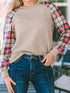 casual-plaid-splicing-button-decor-long-sleeve-knit-hoodie