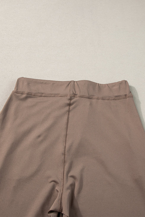 Dark Brown Drawstring Elastic Waistband Pocketed Joggers