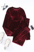 fiery-red-solid-velvet-two-piece-lounge-set