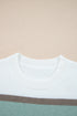 White Striped Color Block Knit Drop Shoulder Sweater