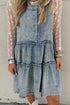 Dusk Blue Light Wash Tiered Flowy Overall Denim Dress