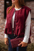 Burgundy Suede Zipped Sleeveless Vest
