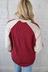 Racing Red Twisted Ribbed Color Block Patchwork Long Sleeve Top