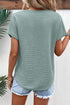 Beau Blue Textured Wide Sleeve V Neck T Shirt