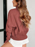 brown-zip-up-stand-collar-ribbed-thumbhole-sleeve-sweatshirt